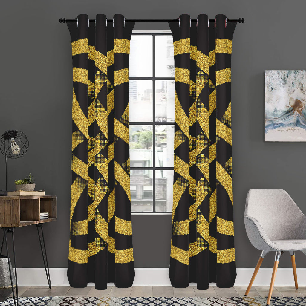 Gold Celtic Knot Symbol Print Curtain