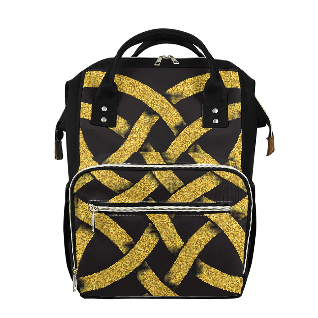 Gold Celtic Knot Symbol Print Diaper Bag