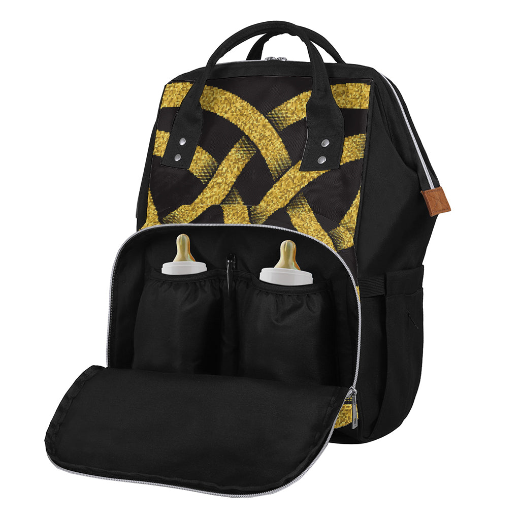 Gold Celtic Knot Symbol Print Diaper Bag