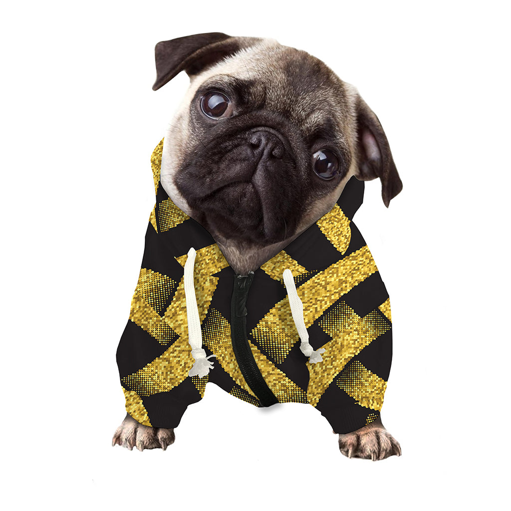 Gold Celtic Knot Symbol Print Dog Zip Up Hoodie