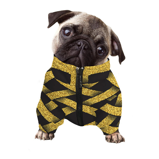 Gold Celtic Knot Symbol Print Dog Zip Up Jacket