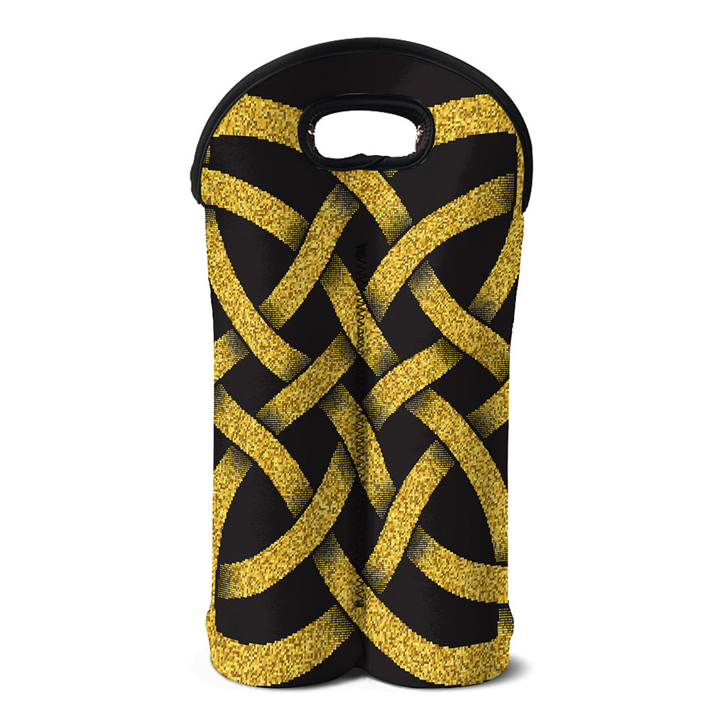 Gold Celtic Knot Symbol Print Double Neoprene Wine Tote