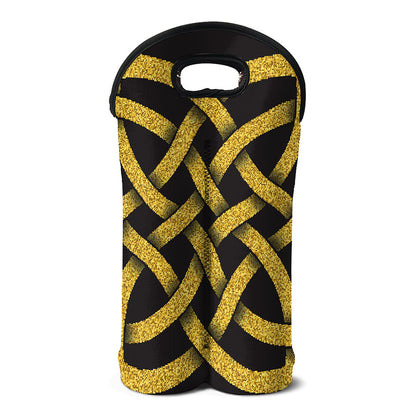 Gold Celtic Knot Symbol Print Double Neoprene Wine Tote