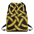 Gold Celtic Knot Symbol Print Drawstring Backpack