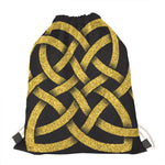 Gold Celtic Knot Symbol Print Drawstring Bag