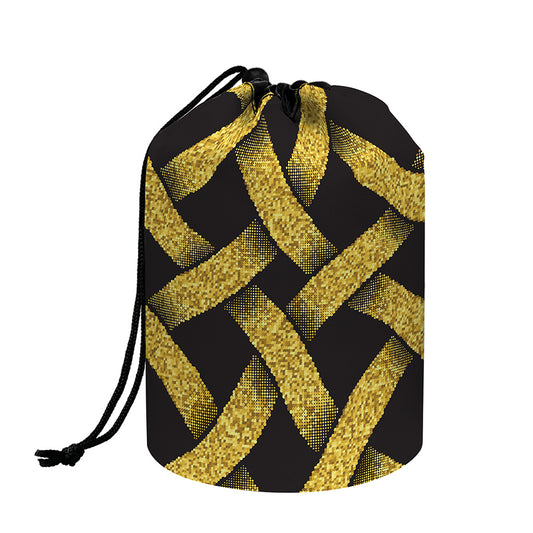 Gold Celtic Knot Symbol Print Drawstring Makeup Bag