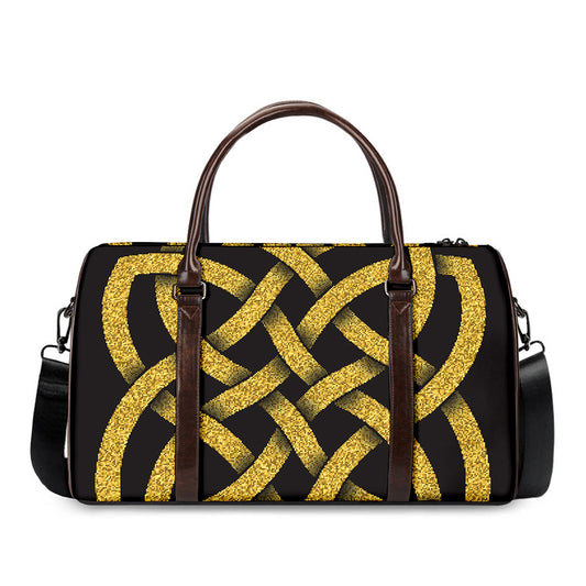 Gold Celtic Knot Symbol Print Duffle Bag