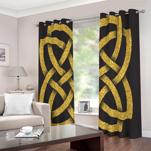 Gold Celtic Knot Symbol Print Extra Wide Grommet Curtains