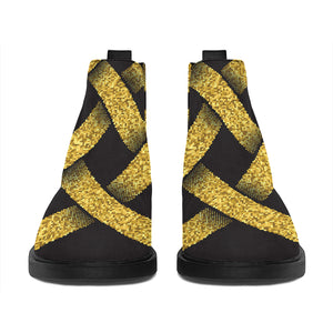 Gold Celtic Knot Symbol Print Flat Ankle Boots