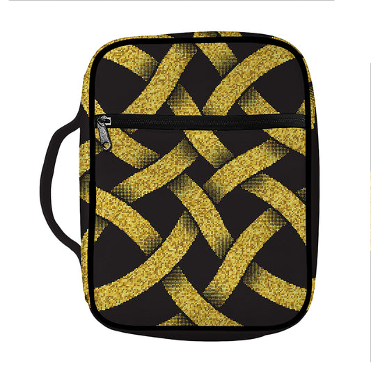 Gold Celtic Knot Symbol Print Front Pocket Bible Bag
