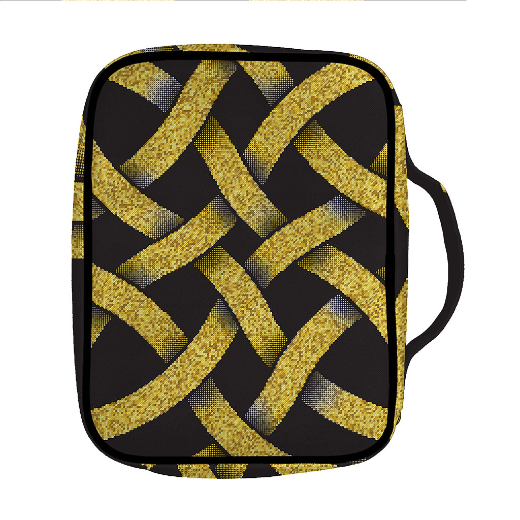 Gold Celtic Knot Symbol Print Front Pocket Bible Bag