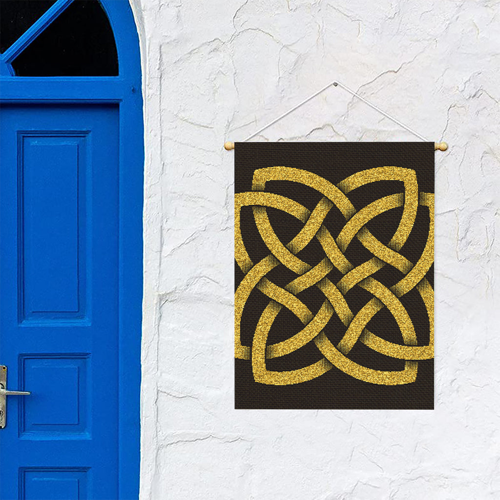 Gold Celtic Knot Symbol Print Garden Flag