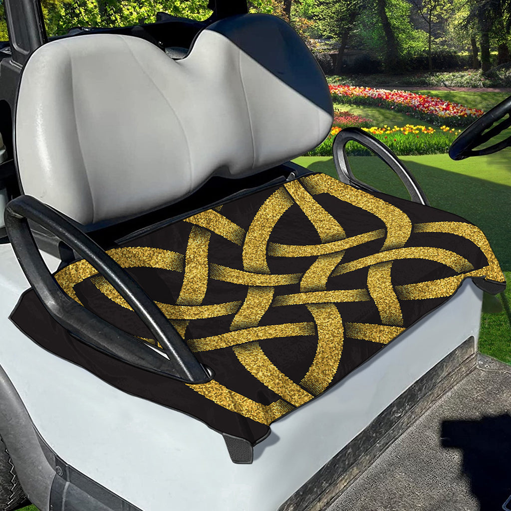 Gold Celtic Knot Symbol Print Golf Cart Seat Cover