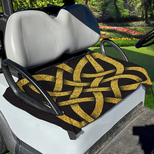 Gold Celtic Knot Symbol Print Golf Cart Seat Cover