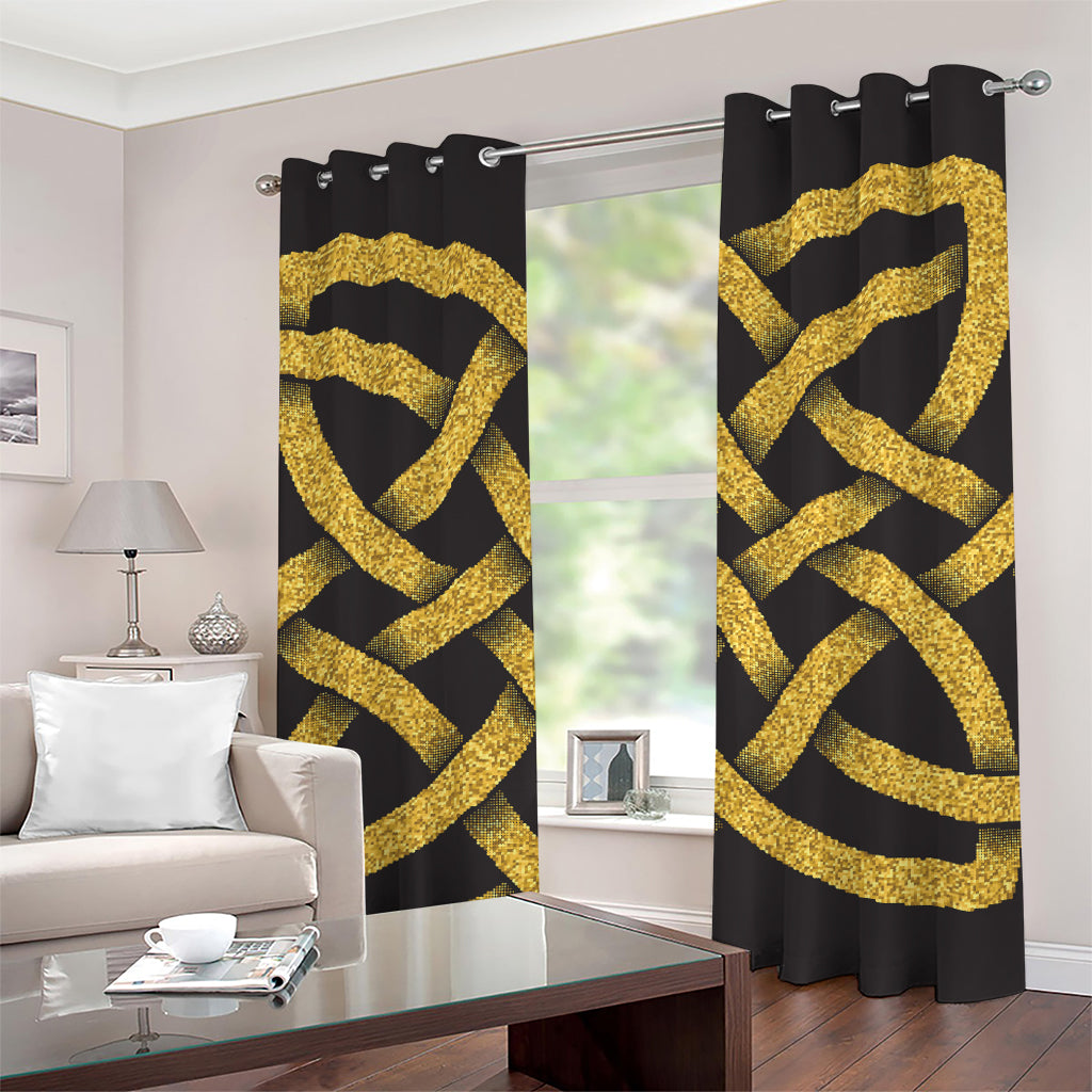 Gold Celtic Knot Symbol Print Grommet Curtains