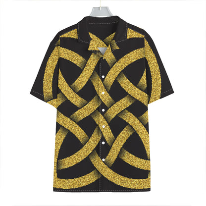 Gold Celtic Knot Symbol Print Hawaiian Shirt