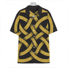 Gold Celtic Knot Symbol Print Hawaiian Shirt