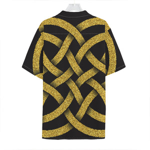 Gold Celtic Knot Symbol Print Hawaiian Shirt