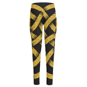 Gold Celtic Knot Symbol Print High-Waisted Pocket Leggings