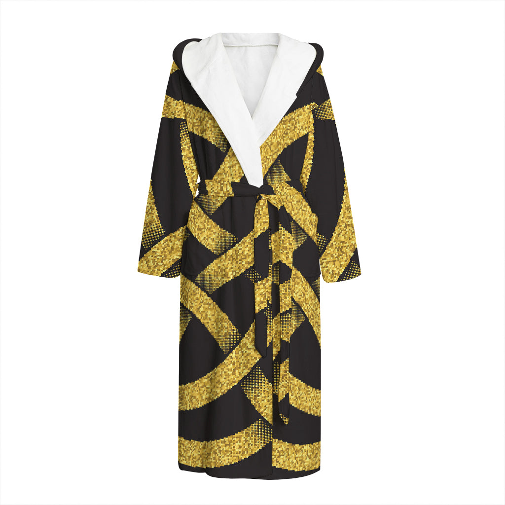 Gold Celtic Knot Symbol Print Hooded Bathrobe