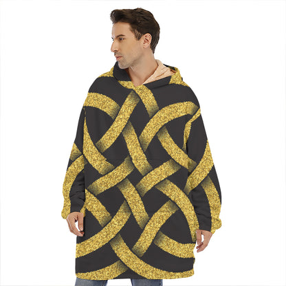 Gold Celtic Knot Symbol Print Hoodie Blanket
