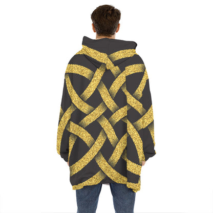 Gold Celtic Knot Symbol Print Hoodie Blanket