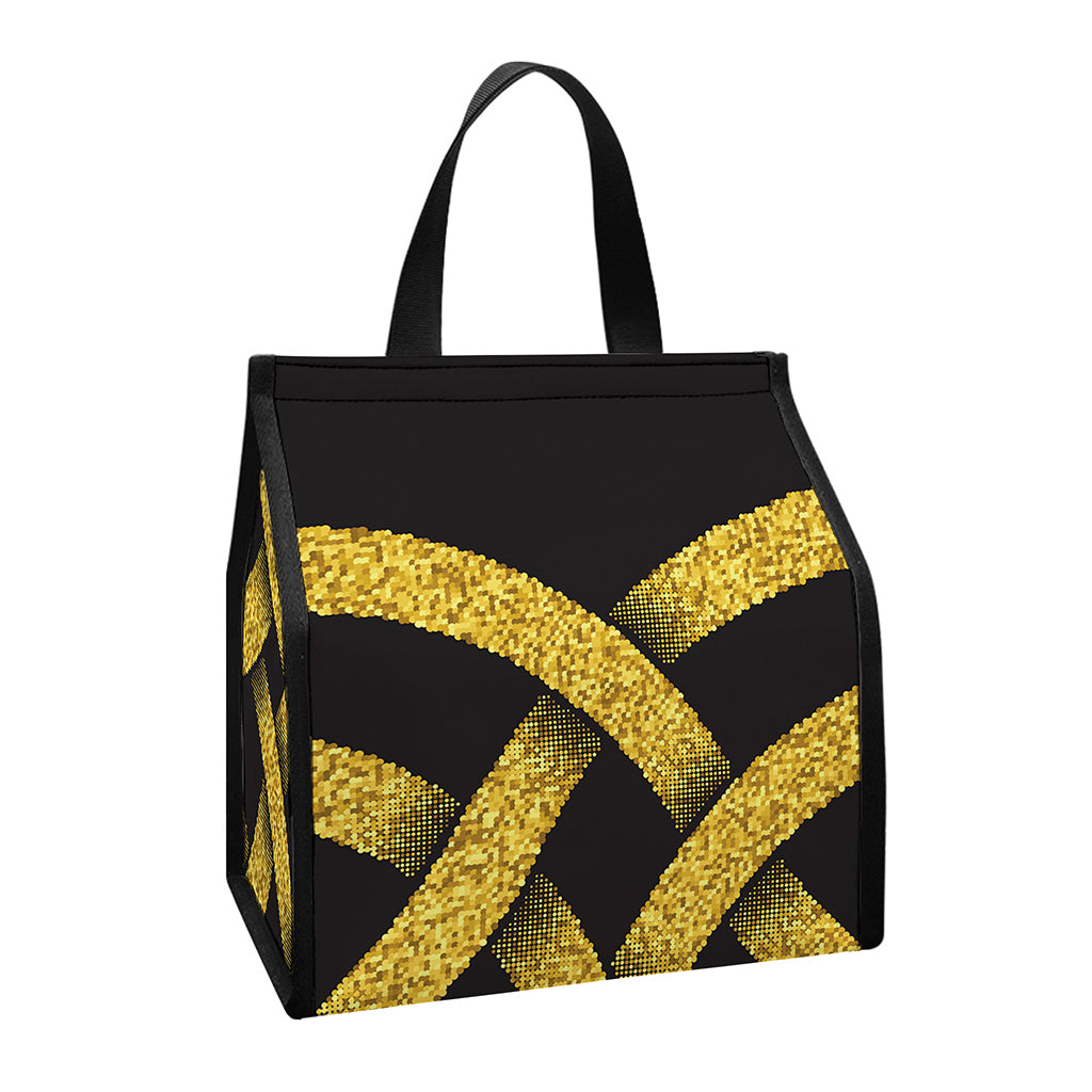 Gold Celtic Knot Symbol Print Insulated Lunch Tote