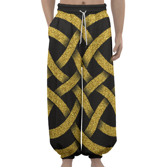 Gold Celtic Knot Symbol Print Lantern Pants