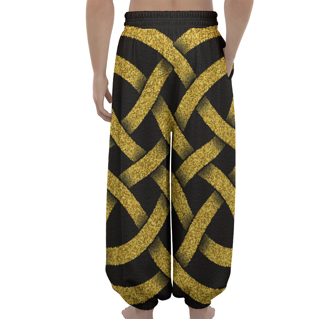 Gold Celtic Knot Symbol Print Lantern Pants