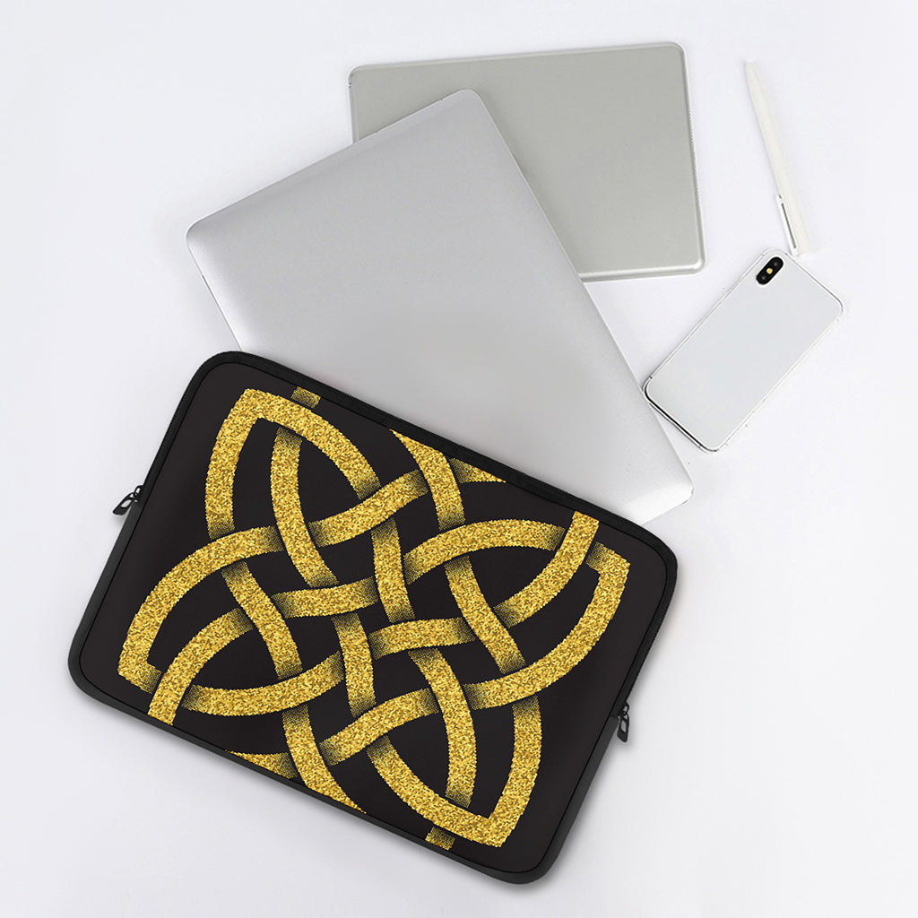 Gold Celtic Knot Symbol Print Laptop Sleeve