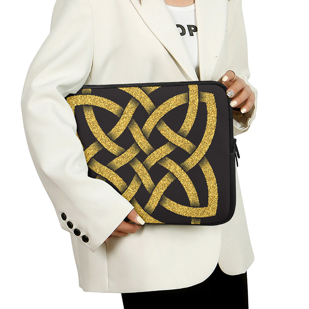 Gold Celtic Knot Symbol Print Laptop Sleeve