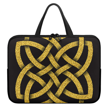 Gold Celtic Knot Symbol Print Laptop Sleeve With Handle