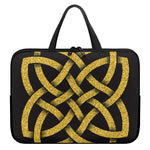 Gold Celtic Knot Symbol Print Laptop Sleeve With Handle