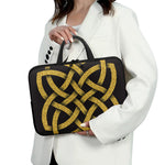 Gold Celtic Knot Symbol Print Laptop Sleeve With Handle