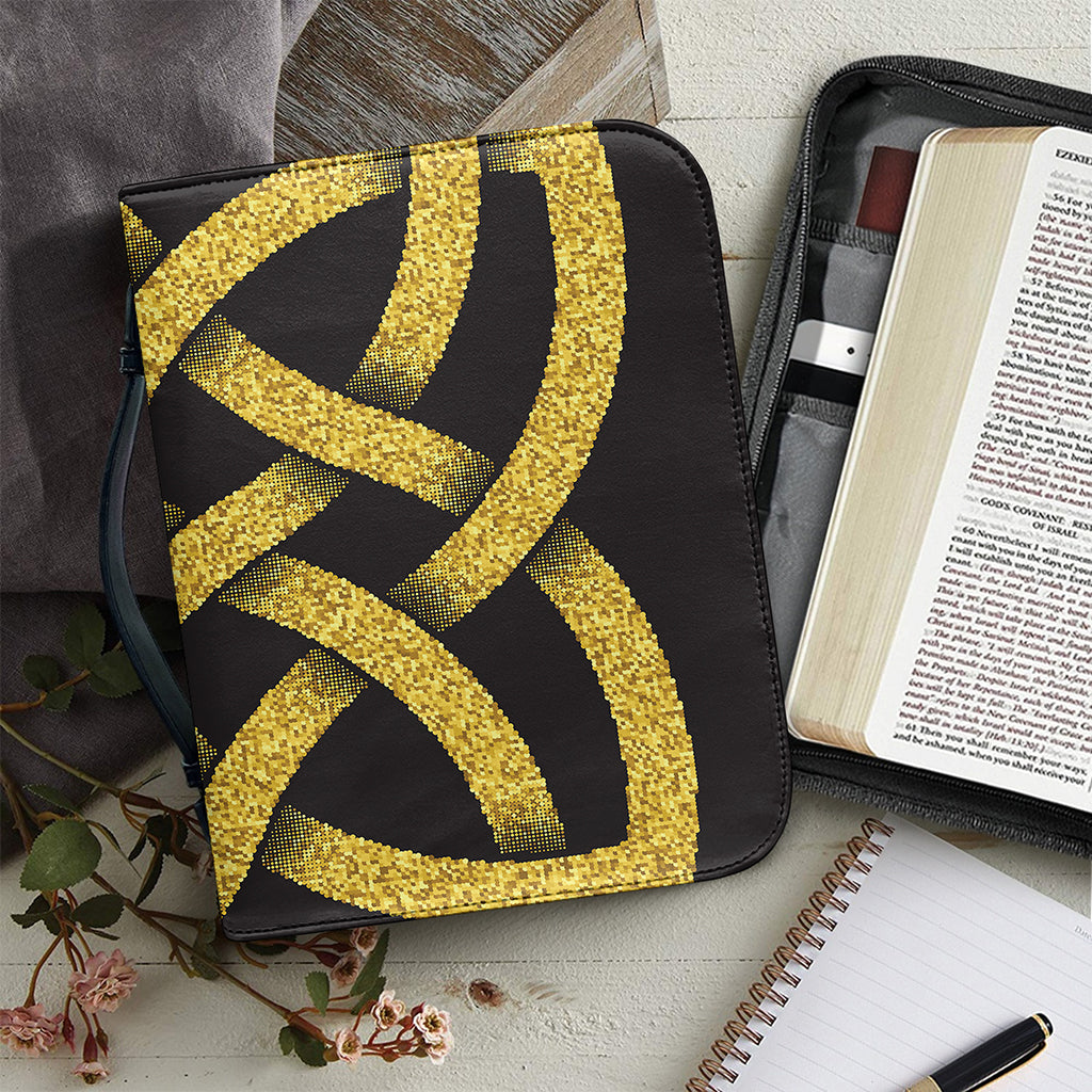 Gold Celtic Knot Symbol Print Leather Bible Cover