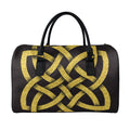 Gold Celtic Knot Symbol Print Leather Duffel Bag