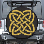 Gold Celtic Knot Symbol Print Leather Spare Tire Cover