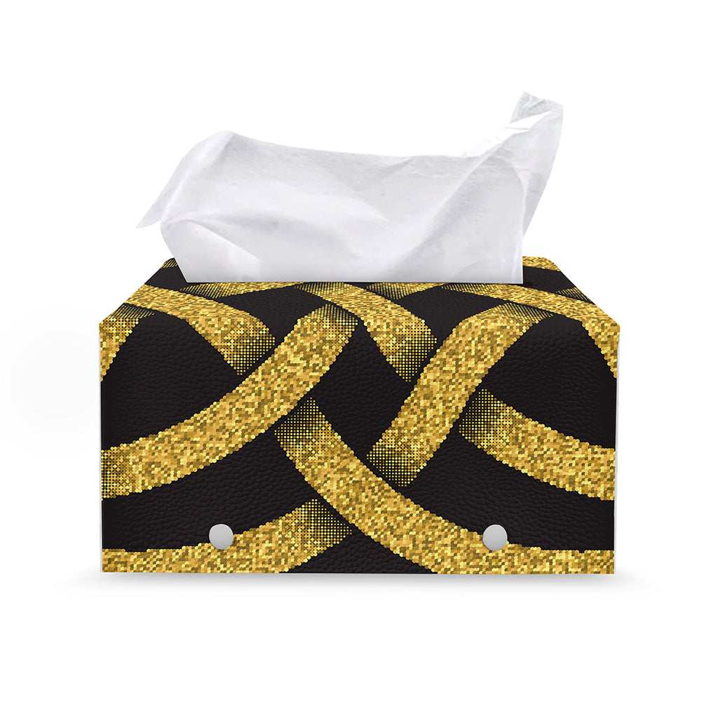 Gold Celtic Knot Symbol Print Leather Tissue Box Cover