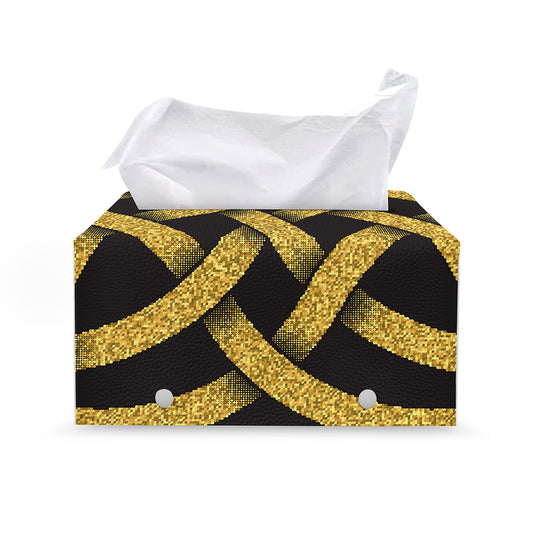 Gold Celtic Knot Symbol Print Leather Tissue Box Cover