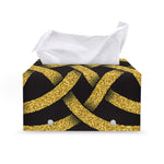 Gold Celtic Knot Symbol Print Leather Tissue Box Cover