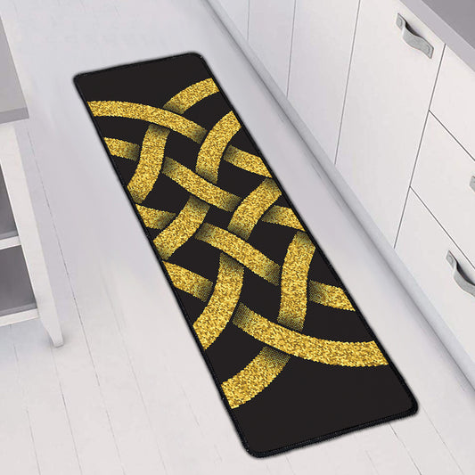Gold Celtic Knot Symbol Print Long Kitchen Mat