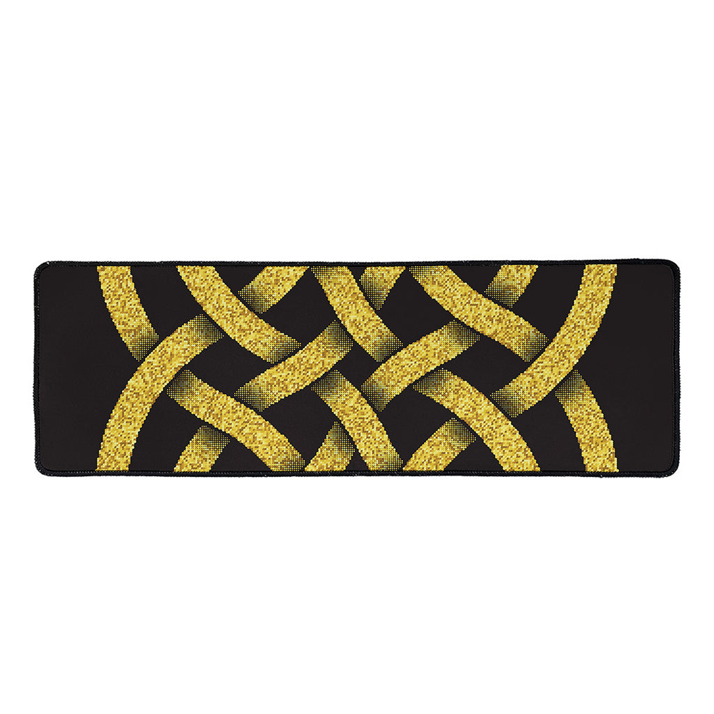 Gold Celtic Knot Symbol Print Long Kitchen Mat