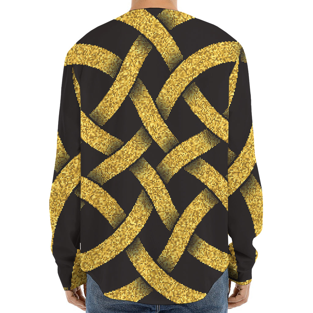 Gold Celtic Knot Symbol Print Long Sleeve Baseball Jersey