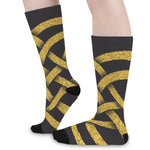 Gold Celtic Knot Symbol Print Long Socks