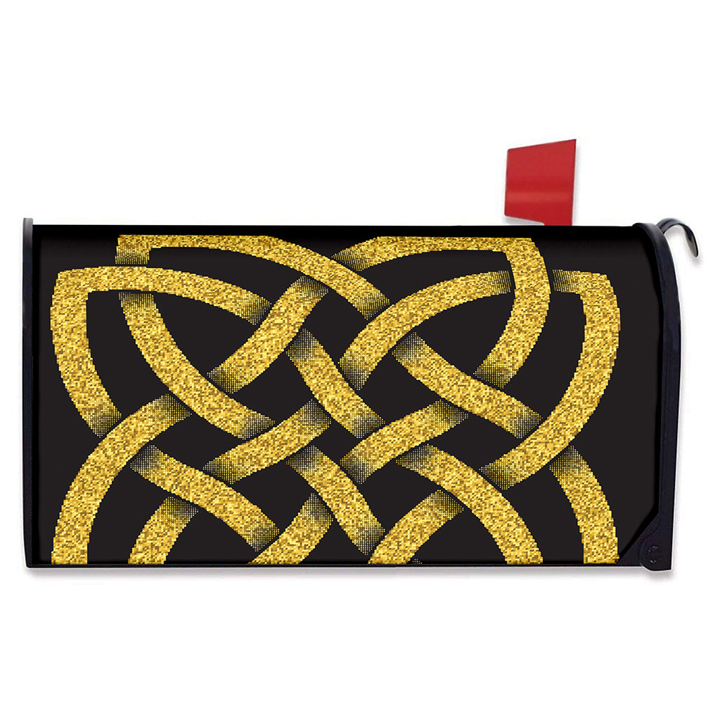 Gold Celtic Knot Symbol Print Mailbox Cover