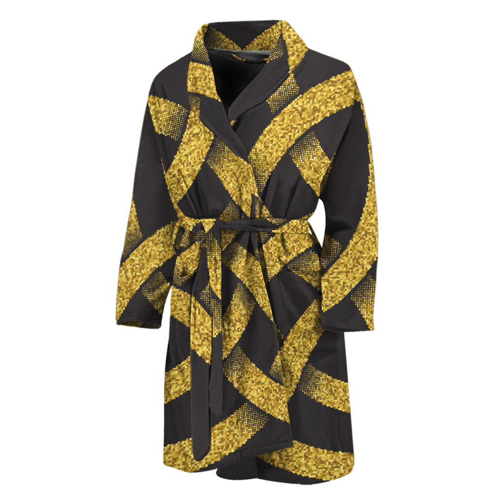 Gold Celtic Knot Symbol Print Men's Bathrobe