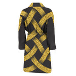 Gold Celtic Knot Symbol Print Men's Bathrobe