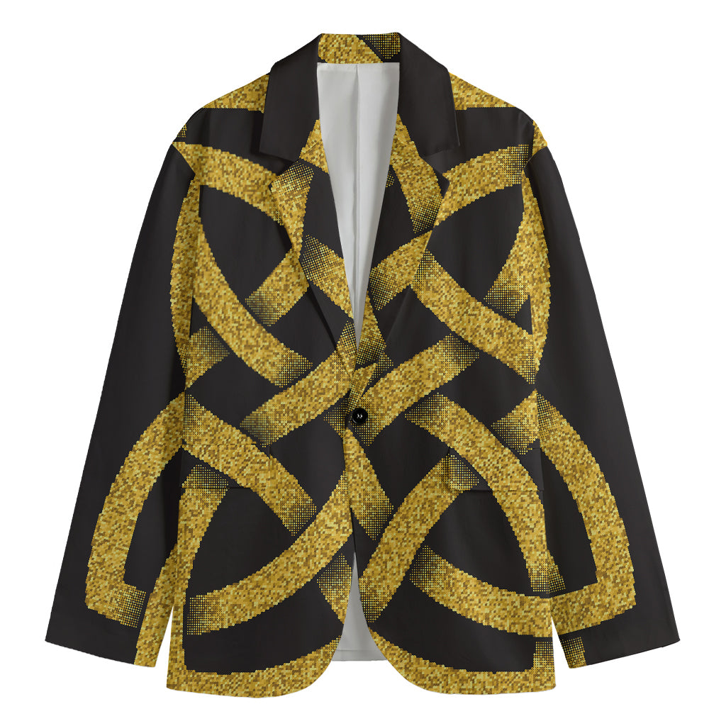 Gold Celtic Knot Symbol Print Men's Blazer