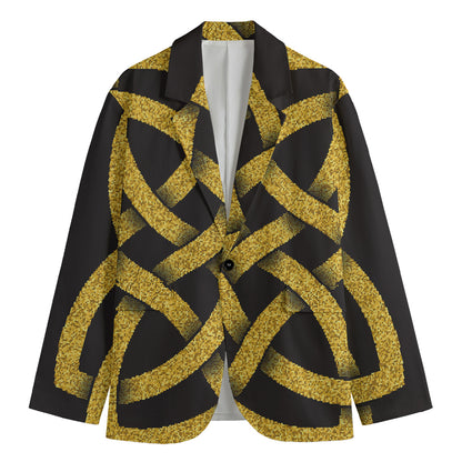 Gold Celtic Knot Symbol Print Men's Blazer