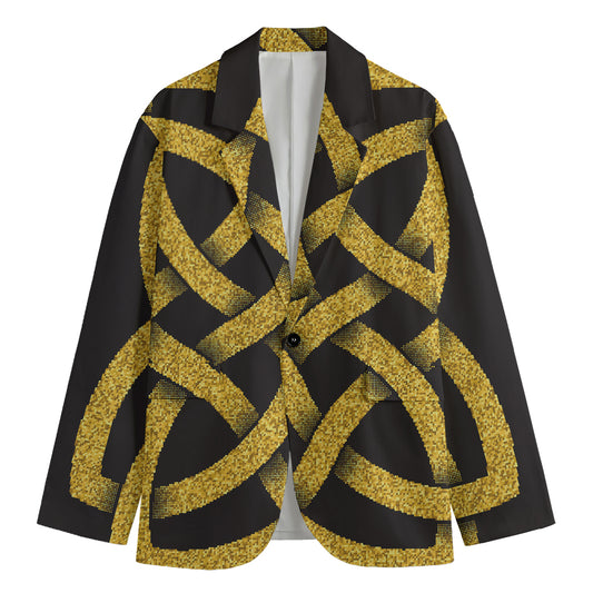 Gold Celtic Knot Symbol Print Men's Blazer